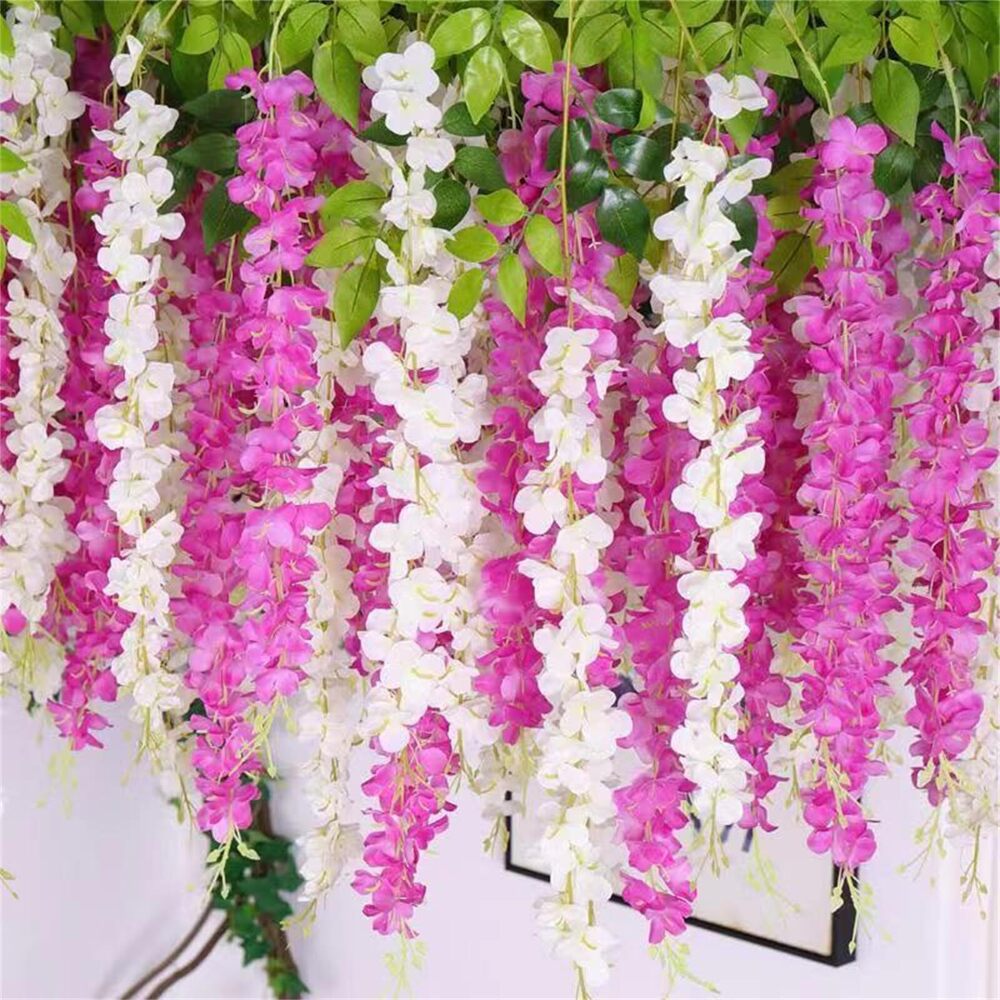 9298 24pcs Wisteria Hanging Flowers,3.6 FT Wisteria,Artificial Wisteria - Picture 4 of 7
